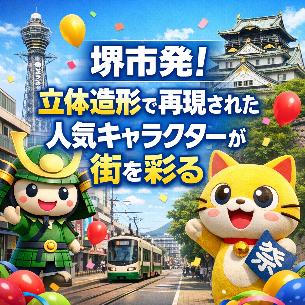 堺市発！立体造形で再現された人気キャラクターが街を彩る